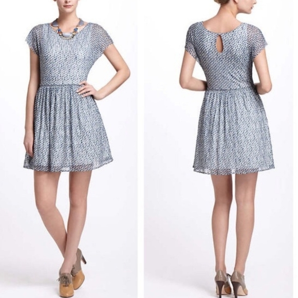 Anthropologie Weston Wear Frothed Small dot fit and flare Mini dress Size Medium - Picture 2 of 10